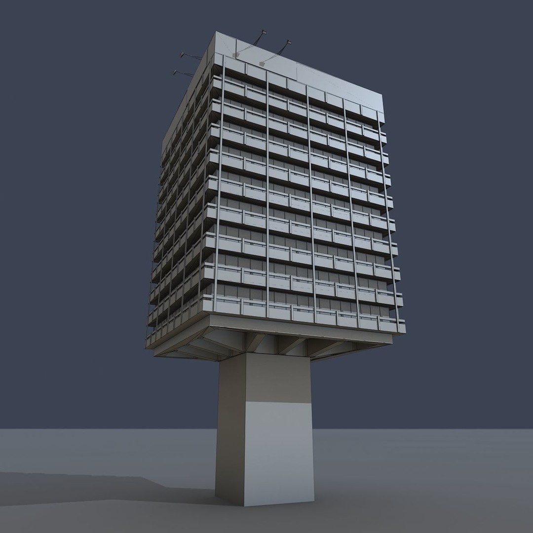 Astra Building 3D Model – Low Poly Architectural Asset, FBX/OBJ - View 3