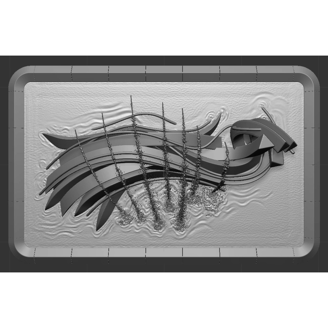 Pond with Metallic Sculpture 3D Model – Architectural Garden Asset, FBX, OBJ - View 14