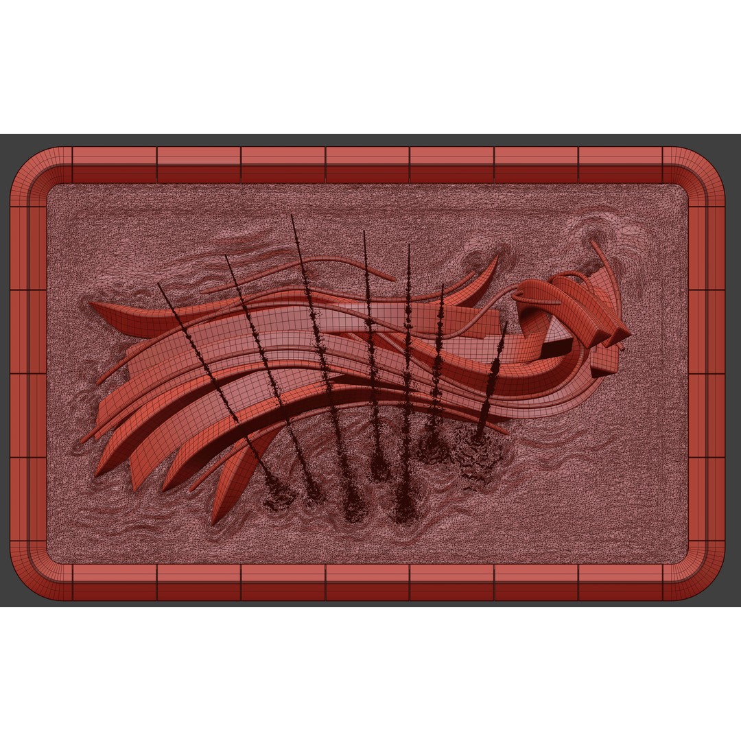 Pond with Metallic Sculpture 3D Model – Architectural Garden Asset, FBX, OBJ - View 15