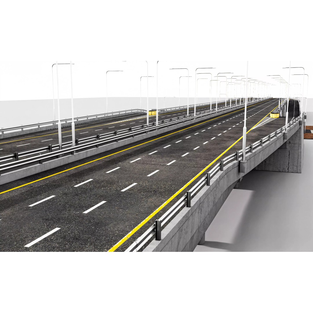 Highway Interchange 3D Model – Low Poly Architectural Asset, FBX, OBJ - View 3