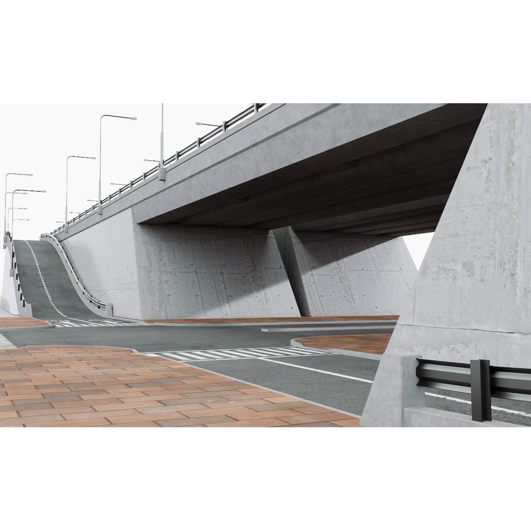 Highway Interchange 3D Model – Low Poly Architectural Asset, FBX, OBJ - View 5