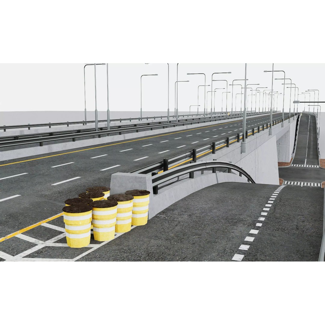 Highway Interchange 3D Model – Low Poly Architectural Asset, FBX, OBJ - View 7