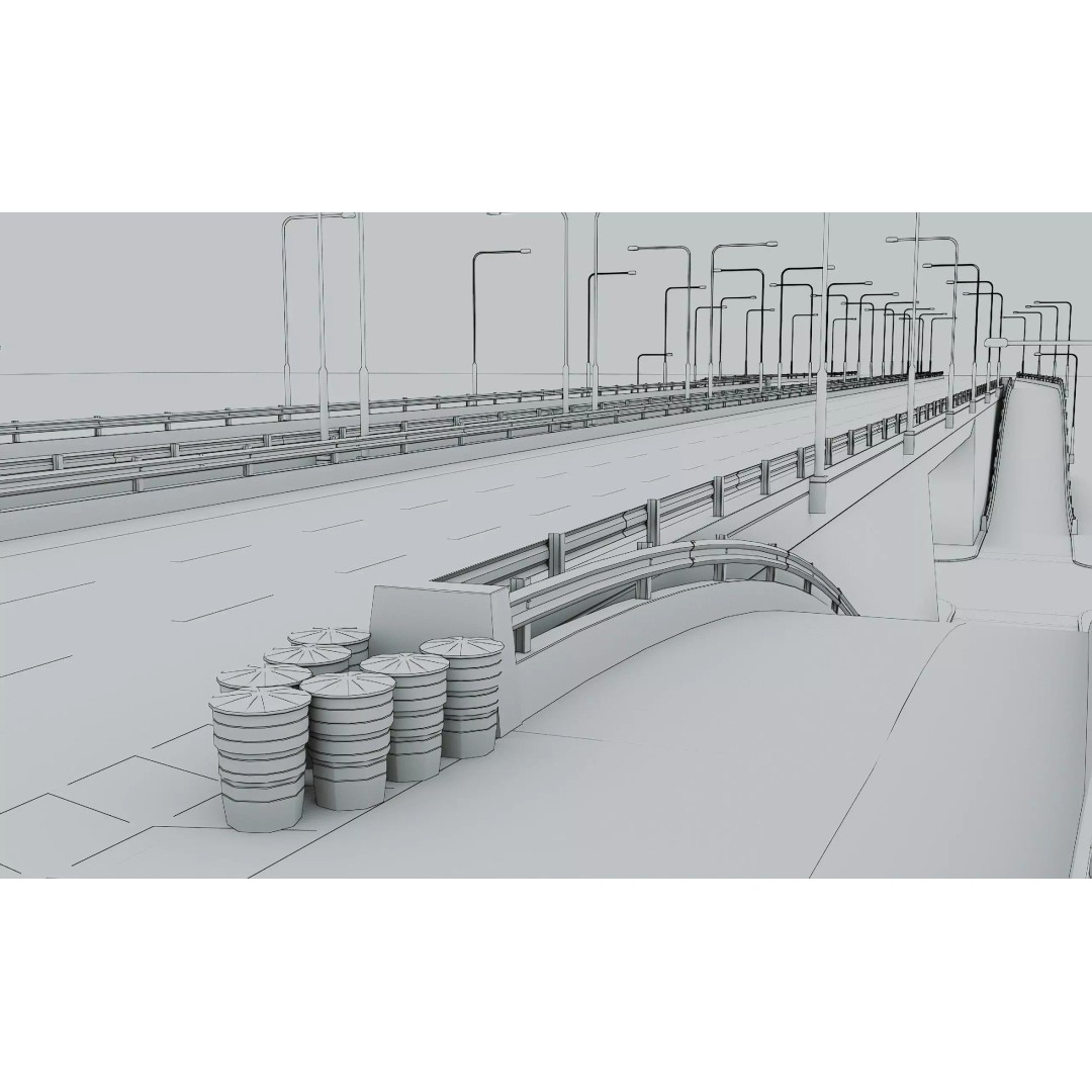 Highway Interchange 3D Model – Low Poly Architectural Asset, FBX, OBJ - View 8