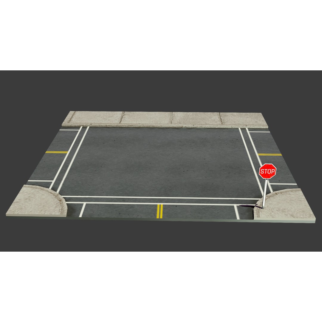 Road 3D Model – Low Poly Game Asset with PBR Textures, FBX, Blender - View 16