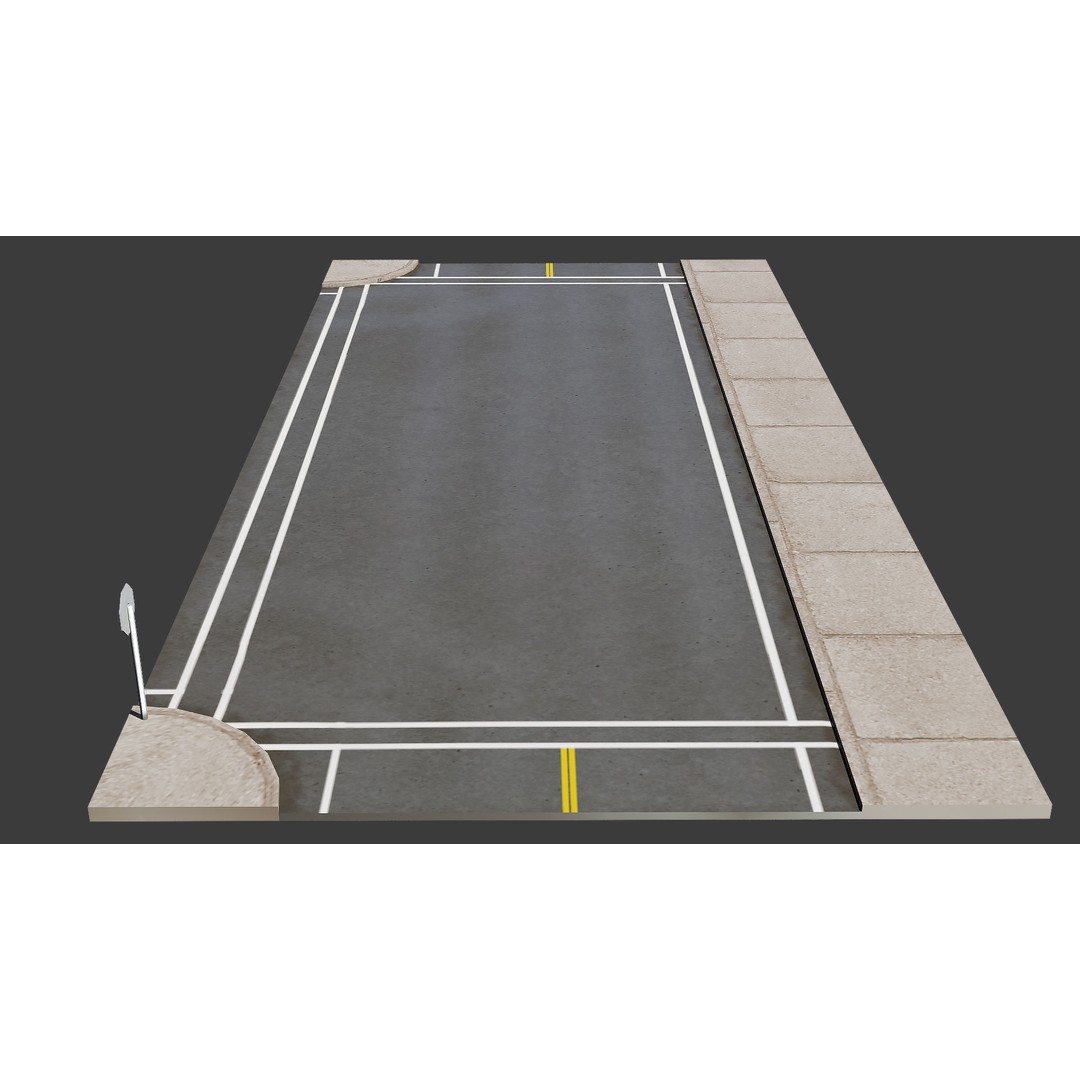 Road 3D Model – Low Poly Game Asset with PBR Textures, FBX, Blender - View 17