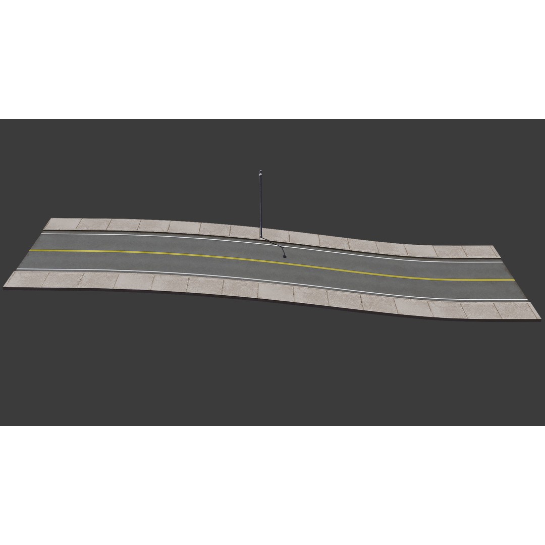Road 3D Model – Low Poly Game Asset with PBR Textures, FBX, Blender - View 25