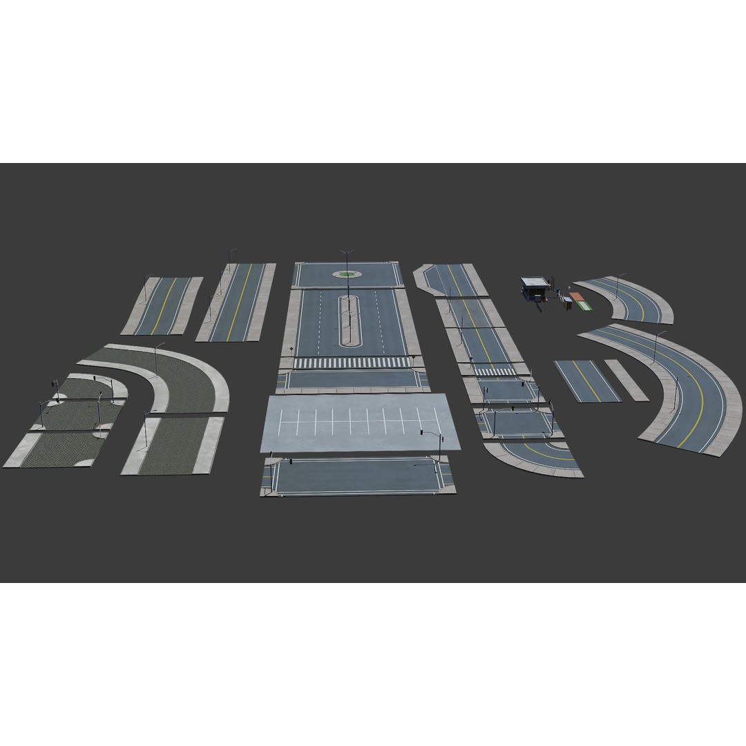 Road 3D Model – Low Poly Game Asset with PBR Textures, FBX, Blender - View 4