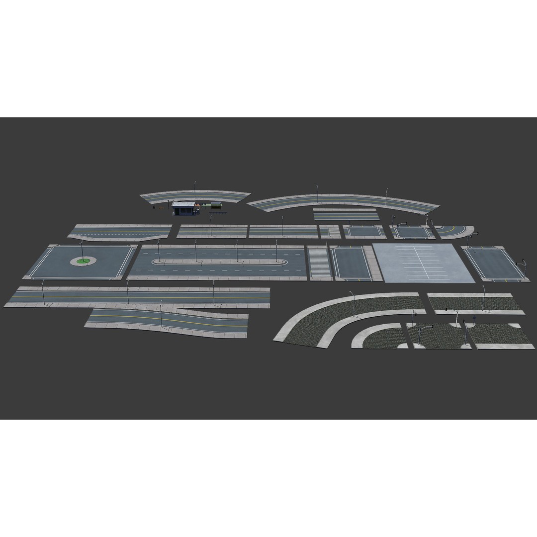 Road 3D Model – Low Poly Game Asset with PBR Textures, FBX, Blender - View 5