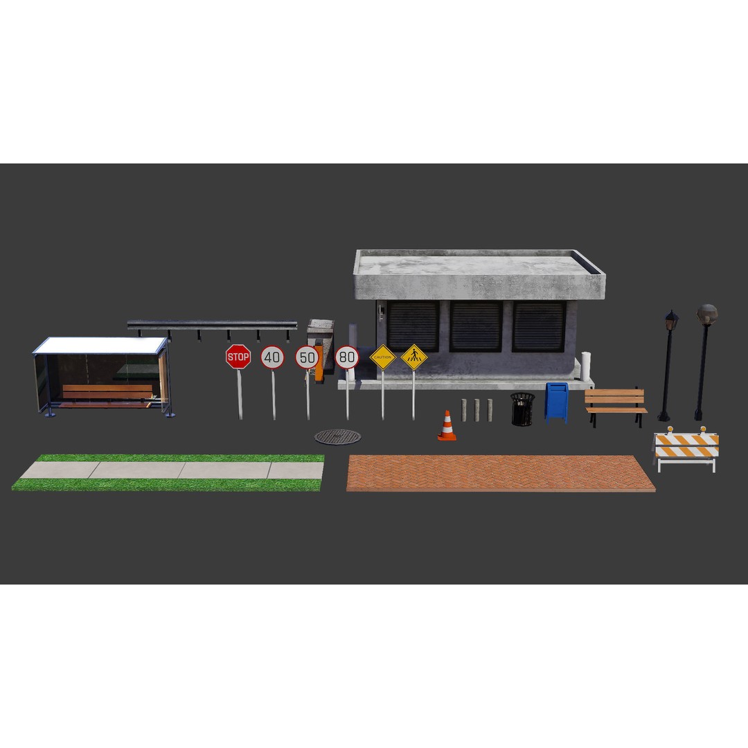 Road 3D Model – Low Poly Game Asset with PBR Textures, FBX, Blender - View 6