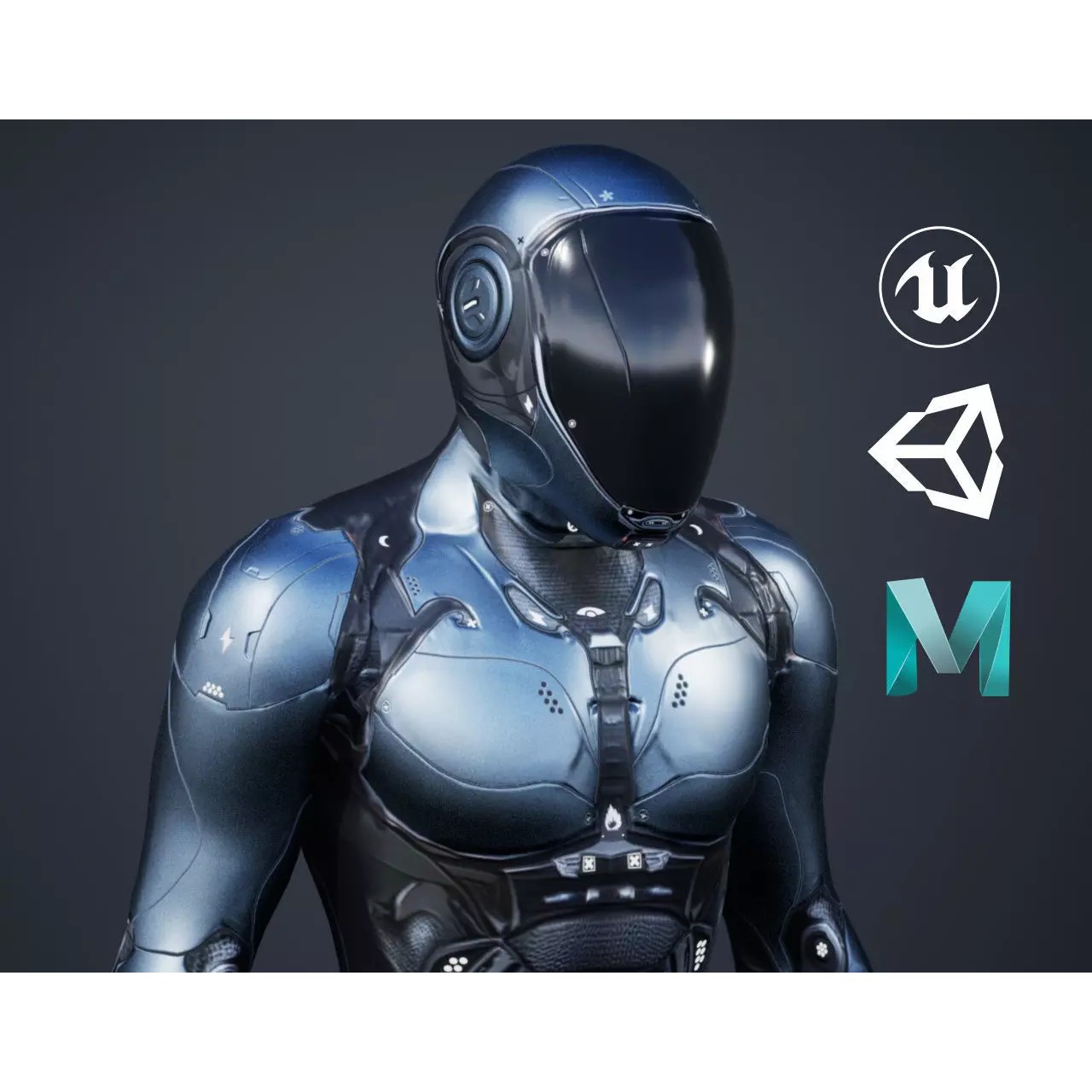 Sci-Fi Male 1 - Low-Poly Game-Ready 3D Model - View 2