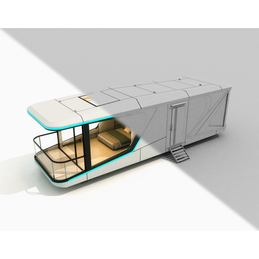 Spacecraft Homestay 3D Model – Modern Architectural Design, FBX - View 3