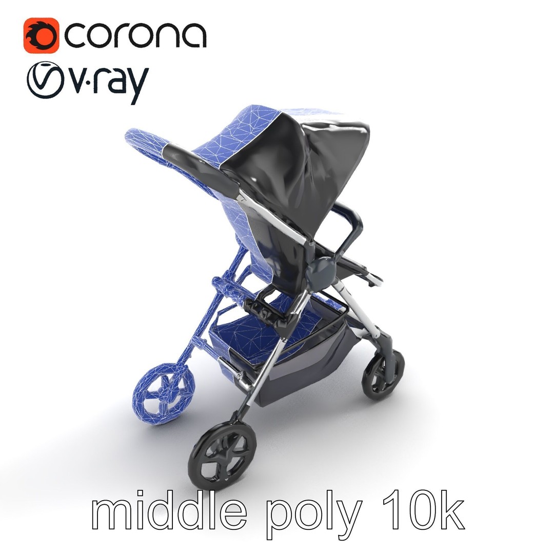 Umbrella Stroller 3D Model – Low Poly Compact Travel Asset, FBX - View 14
