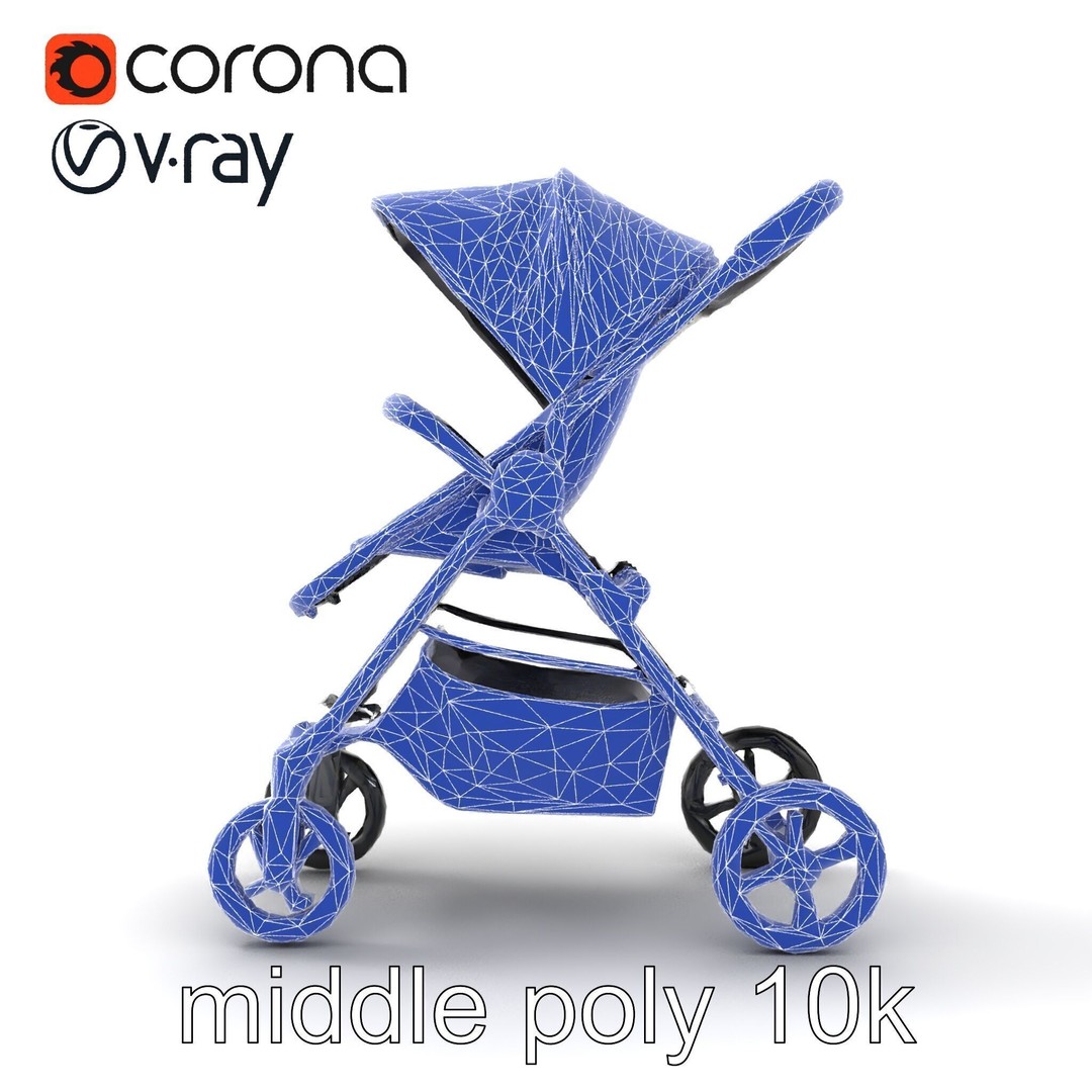 Umbrella Stroller 3D Model – Low Poly Compact Travel Asset, FBX - View 15