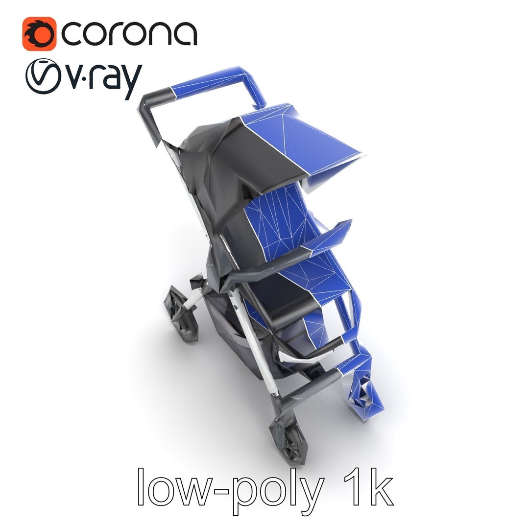 Umbrella Stroller 3D Model – Low Poly Compact Travel Asset, FBX - View 16