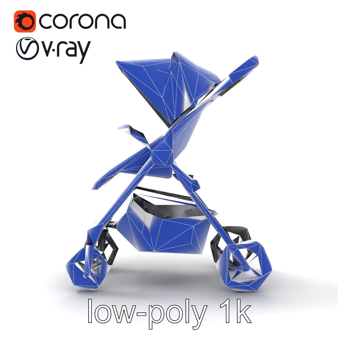 Umbrella Stroller 3D Model – Low Poly Compact Travel Asset, FBX - View 17