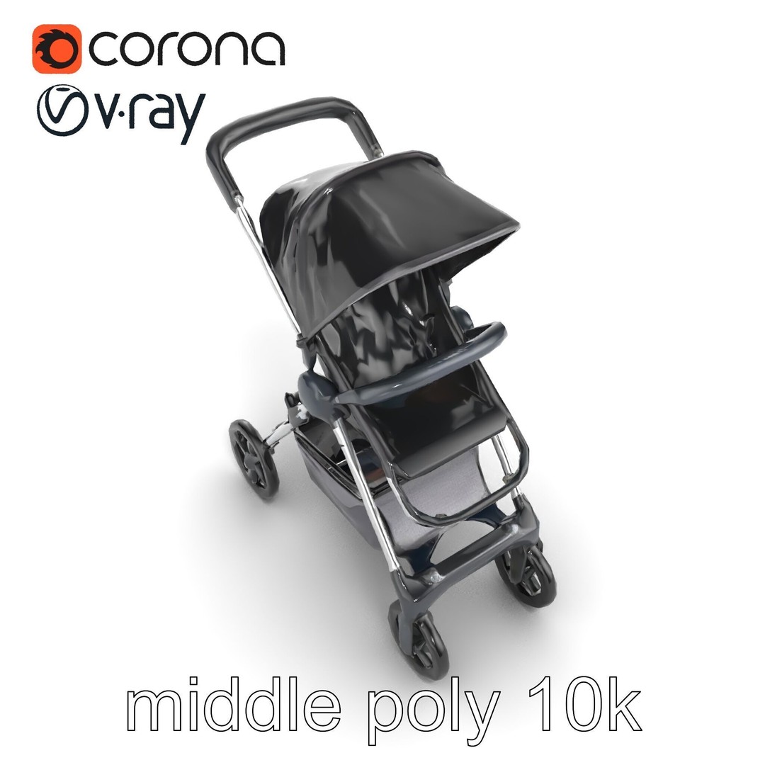 Umbrella Stroller 3D Model – Low Poly Compact Travel Asset, FBX - View 18
