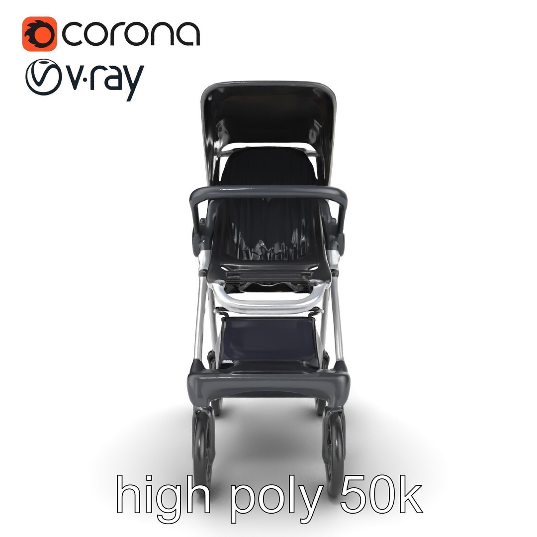 Umbrella Stroller 3D Model – Low Poly Compact Travel Asset, FBX - View 19