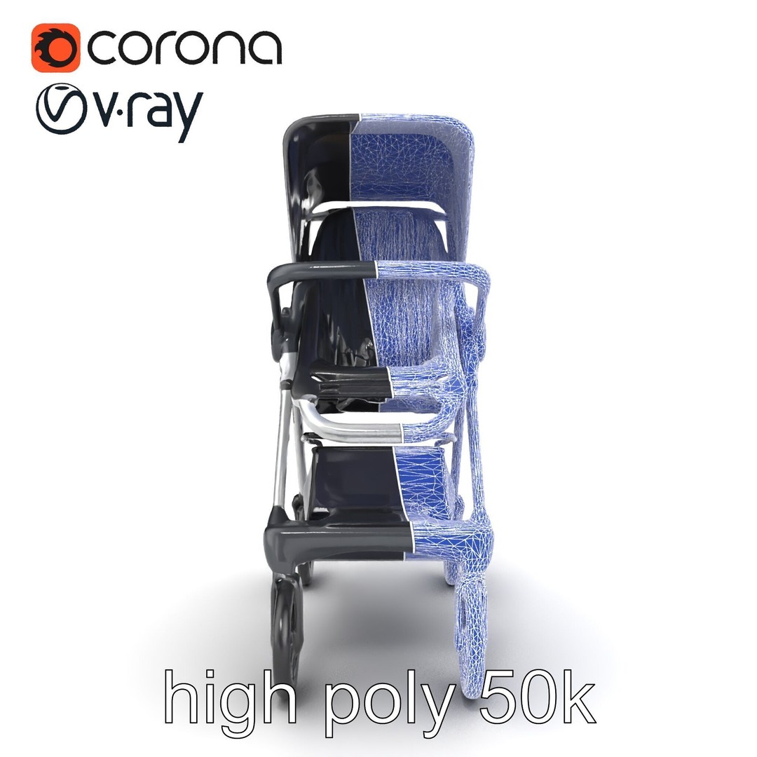 Umbrella Stroller 3D Model – Low Poly Compact Travel Asset, FBX - View 20