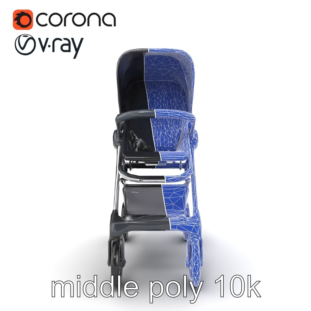Umbrella Stroller 3D Model – Low Poly Compact Travel Asset, FBX - View 22