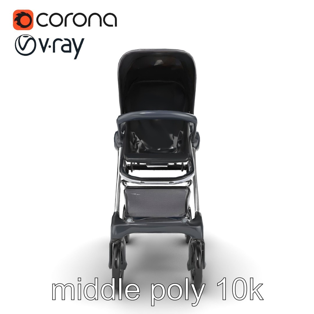 Umbrella Stroller 3D Model – Low Poly Compact Travel Asset, FBX - View 26