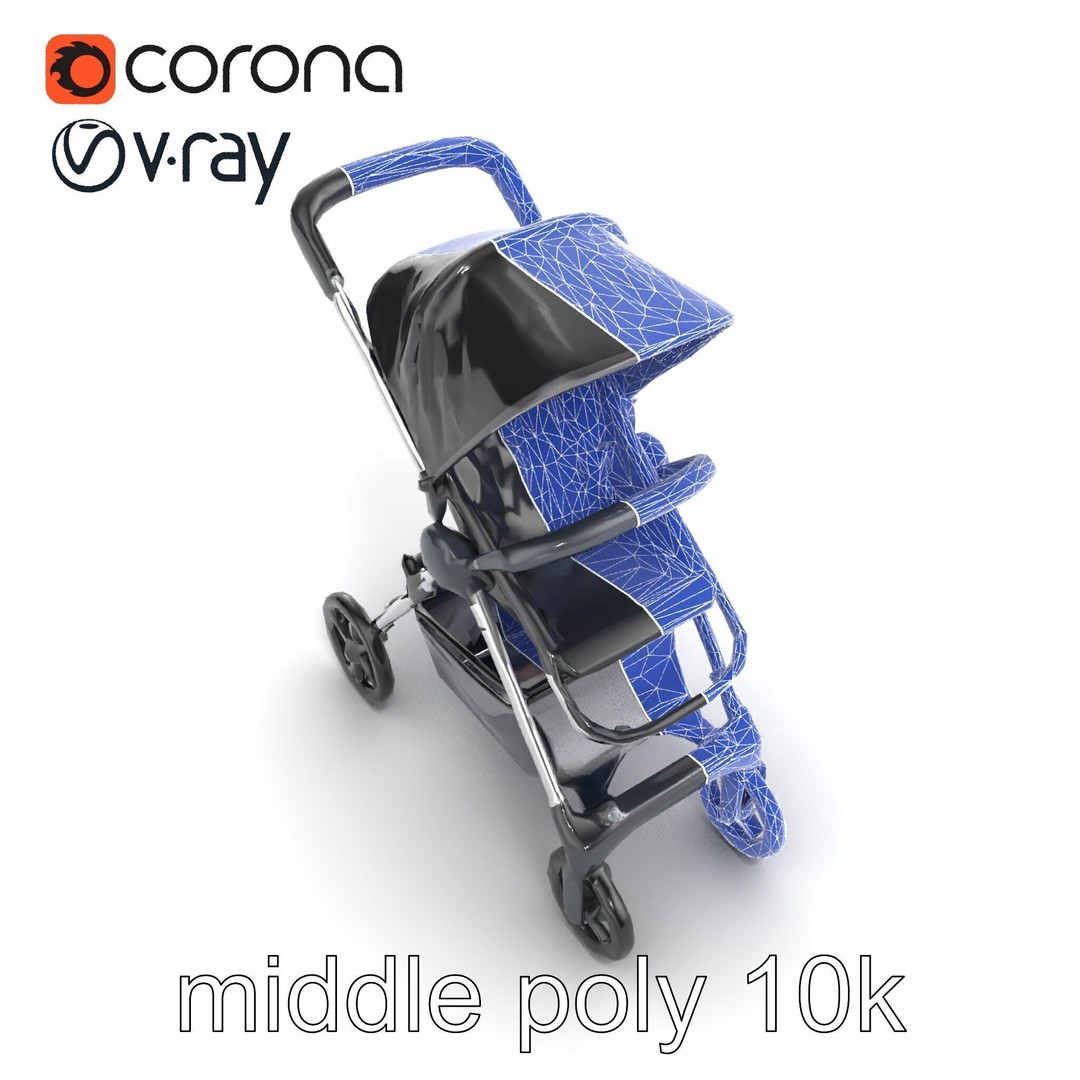 Umbrella Stroller 3D Model – Low Poly Compact Travel Asset, FBX - View 27