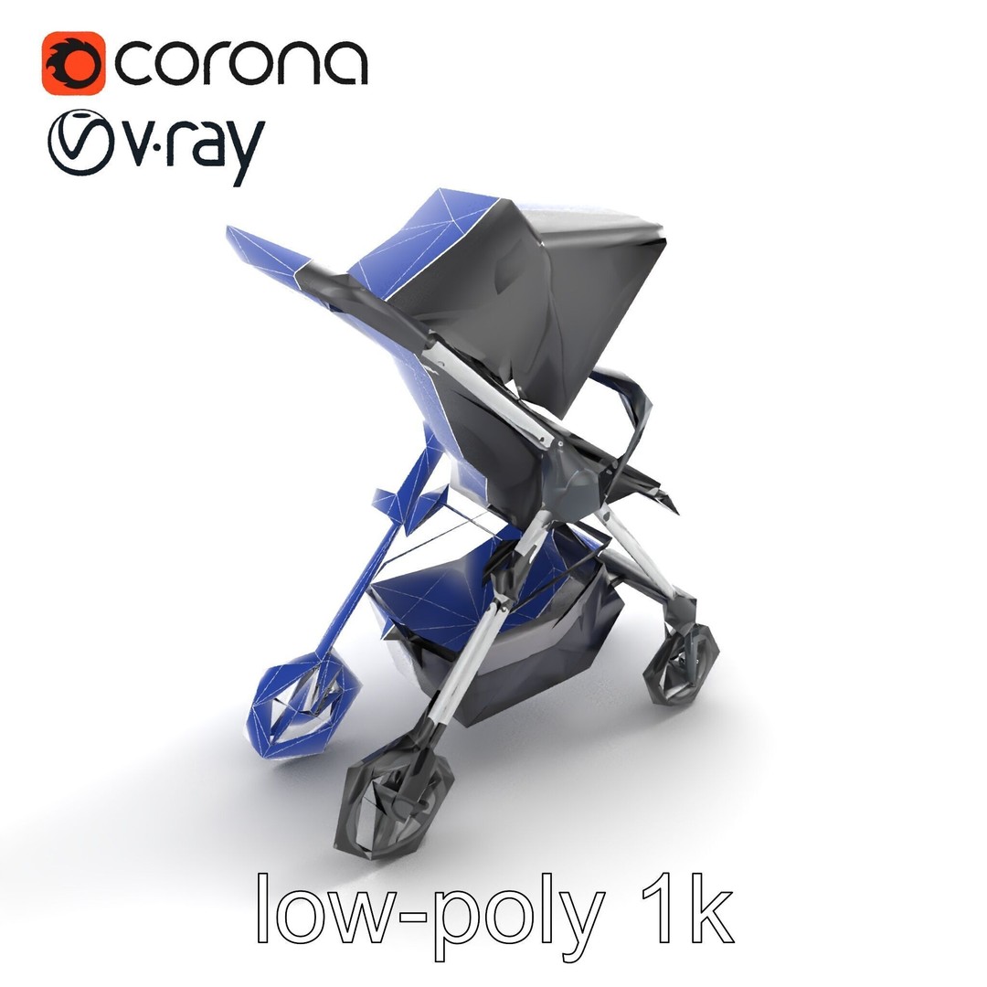 Umbrella Stroller 3D Model – Low Poly Compact Travel Asset, FBX - View 28