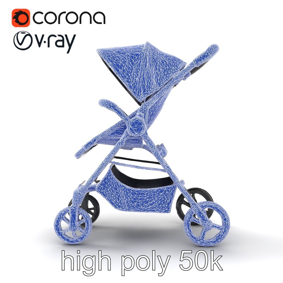 Umbrella Stroller 3D Model – Low Poly Compact Travel Asset, FBX - View 29