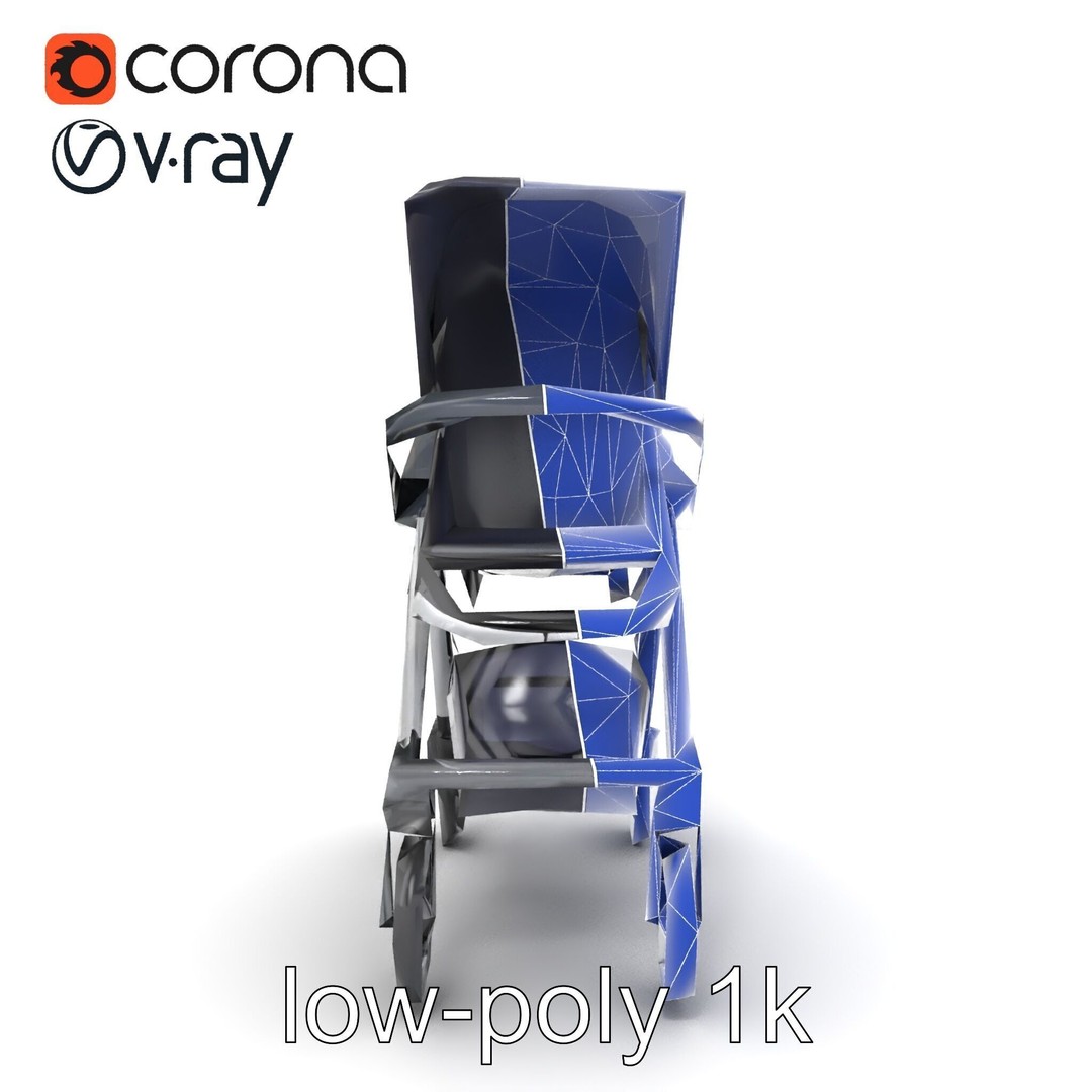 Umbrella Stroller 3D Model – Low Poly Compact Travel Asset, FBX - View 30