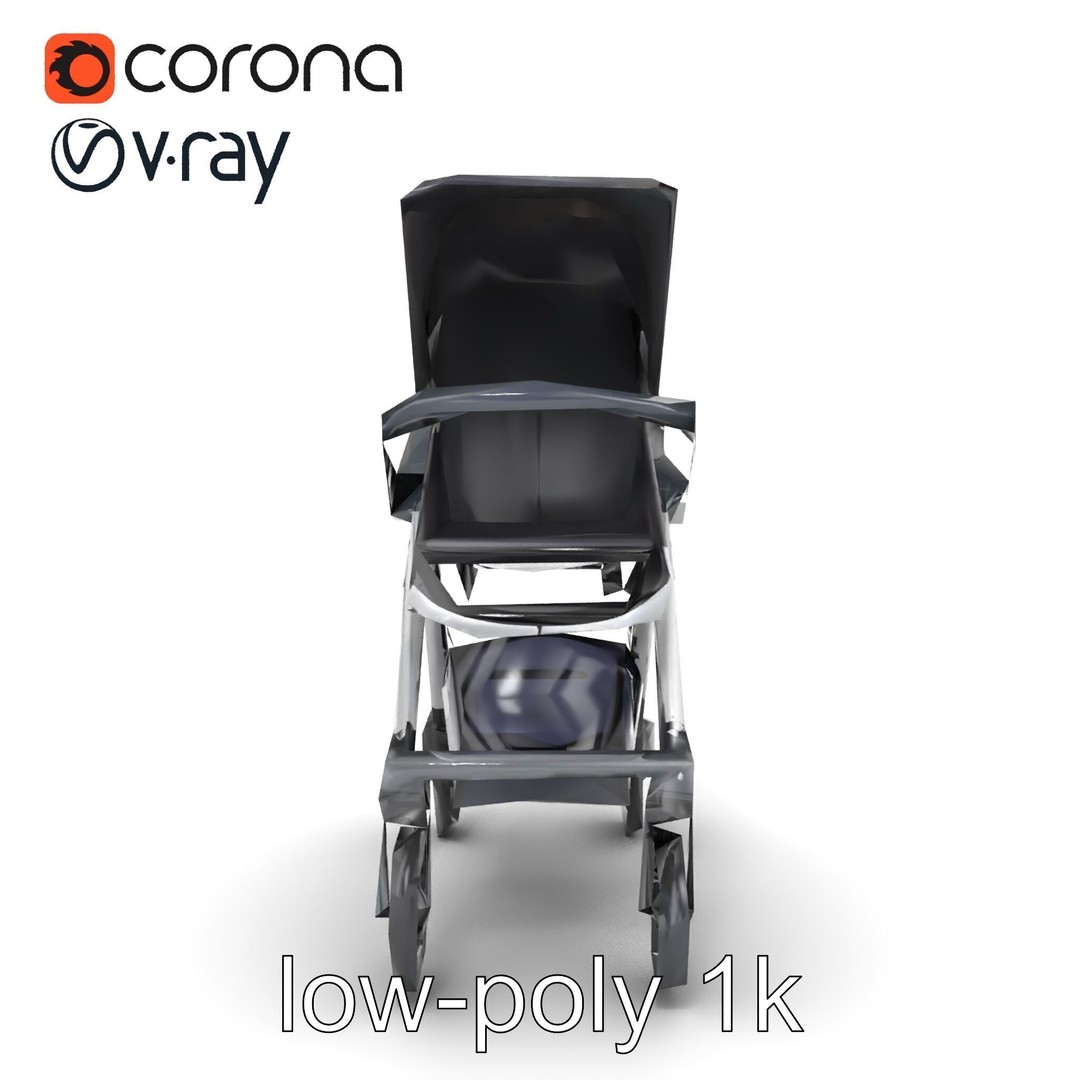 Umbrella Stroller 3D Model – Low Poly Compact Travel Asset, FBX - View 31