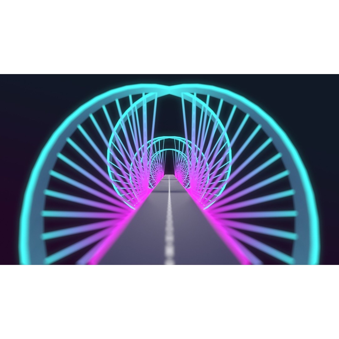 Neon Bridges 3D Model – Low Poly Architectural Asset, FBX - View 11