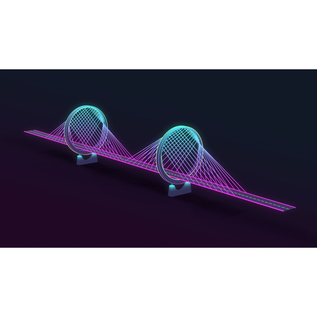 Neon Bridges 3D Model – Low Poly Architectural Asset, FBX - View 12