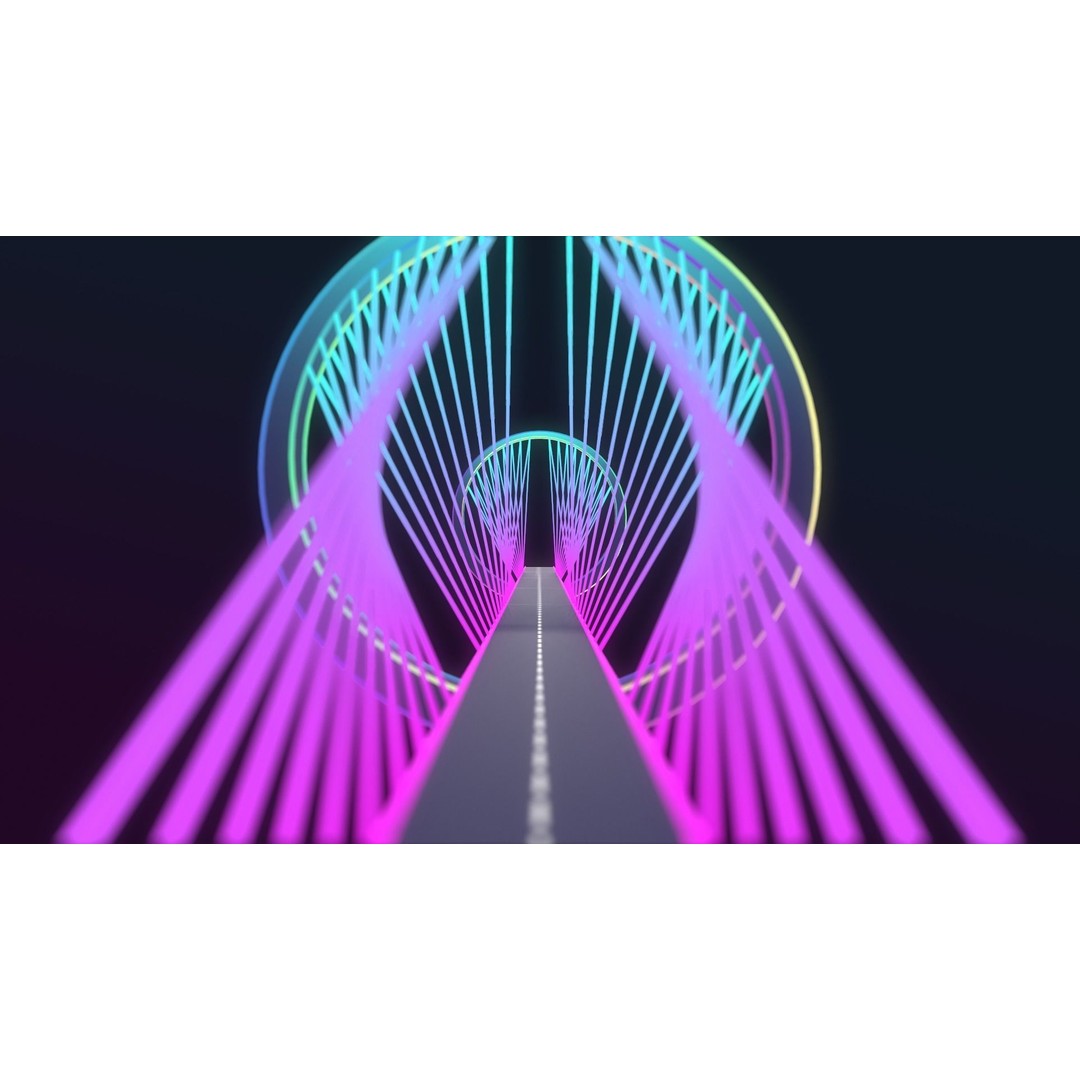 Neon Bridges 3D Model – Low Poly Architectural Asset, FBX - View 14