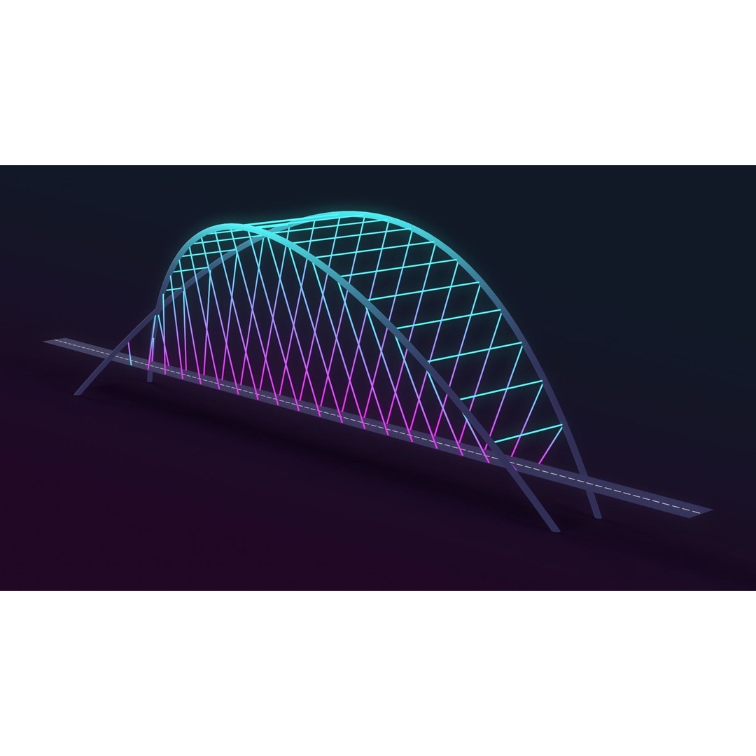 Neon Bridges 3D Model – Low Poly Architectural Asset, FBX - View 15