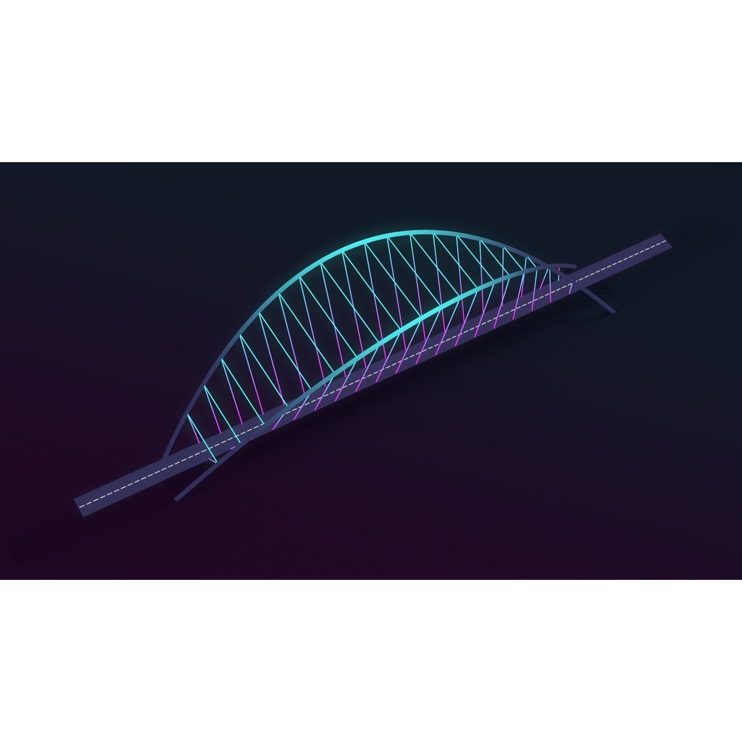 Neon Bridges 3D Model – Low Poly Architectural Asset, FBX - View 16