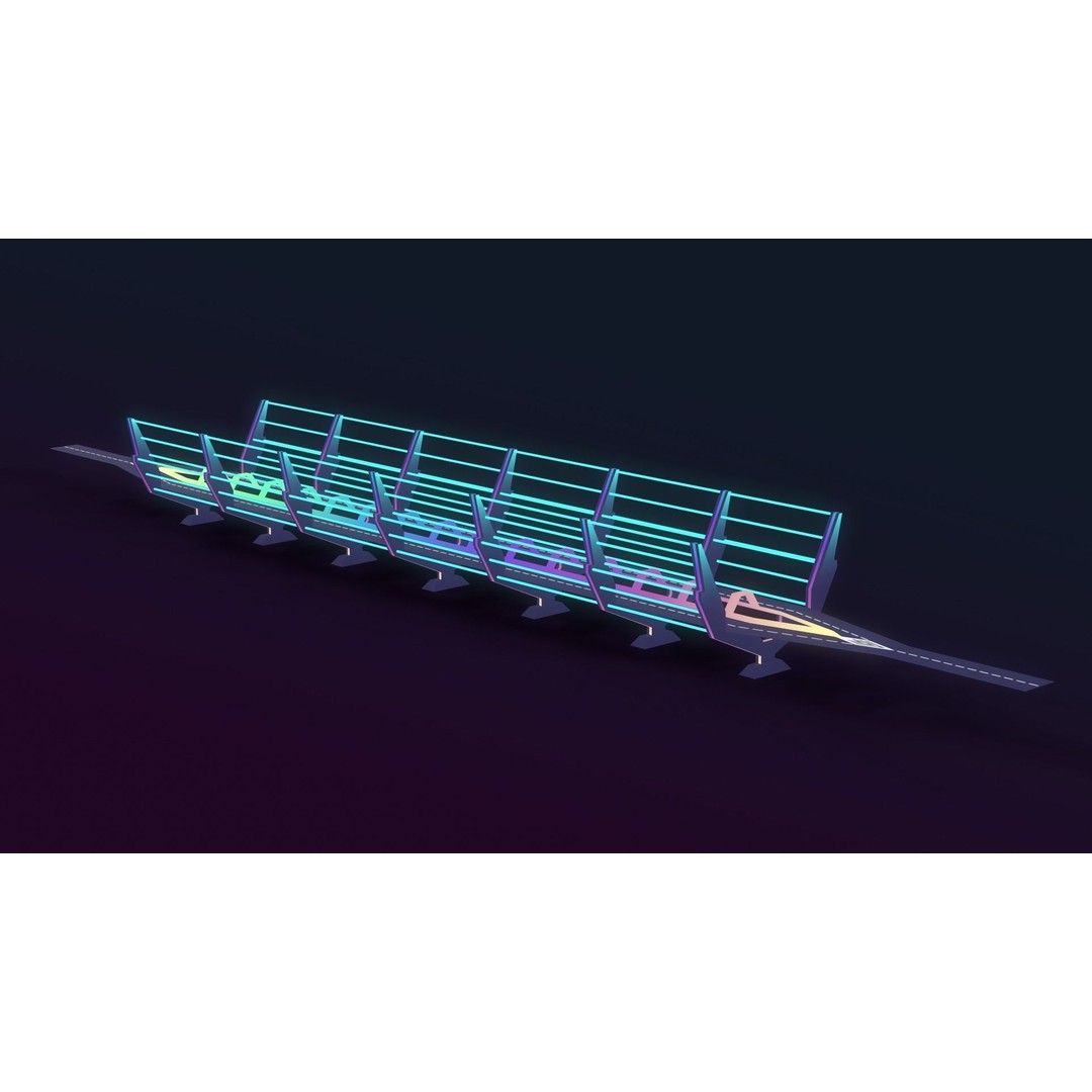 Neon Bridges 3D Model – Low Poly Architectural Asset, FBX - View 18