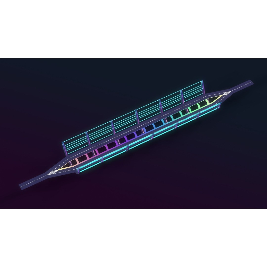 Neon Bridges 3D Model – Low Poly Architectural Asset, FBX - View 19