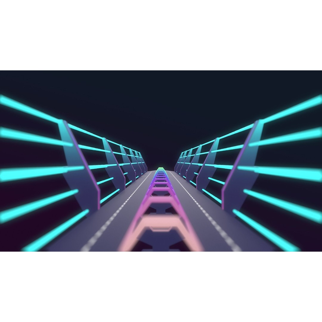 Neon Bridges 3D Model – Low Poly Architectural Asset, FBX - View 20