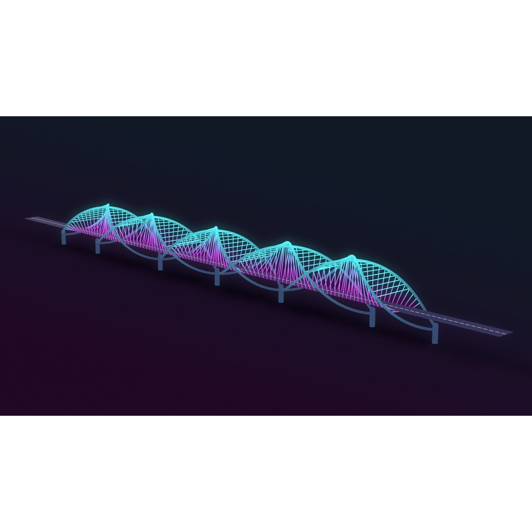 Neon Bridges 3D Model – Low Poly Architectural Asset, FBX - View 21