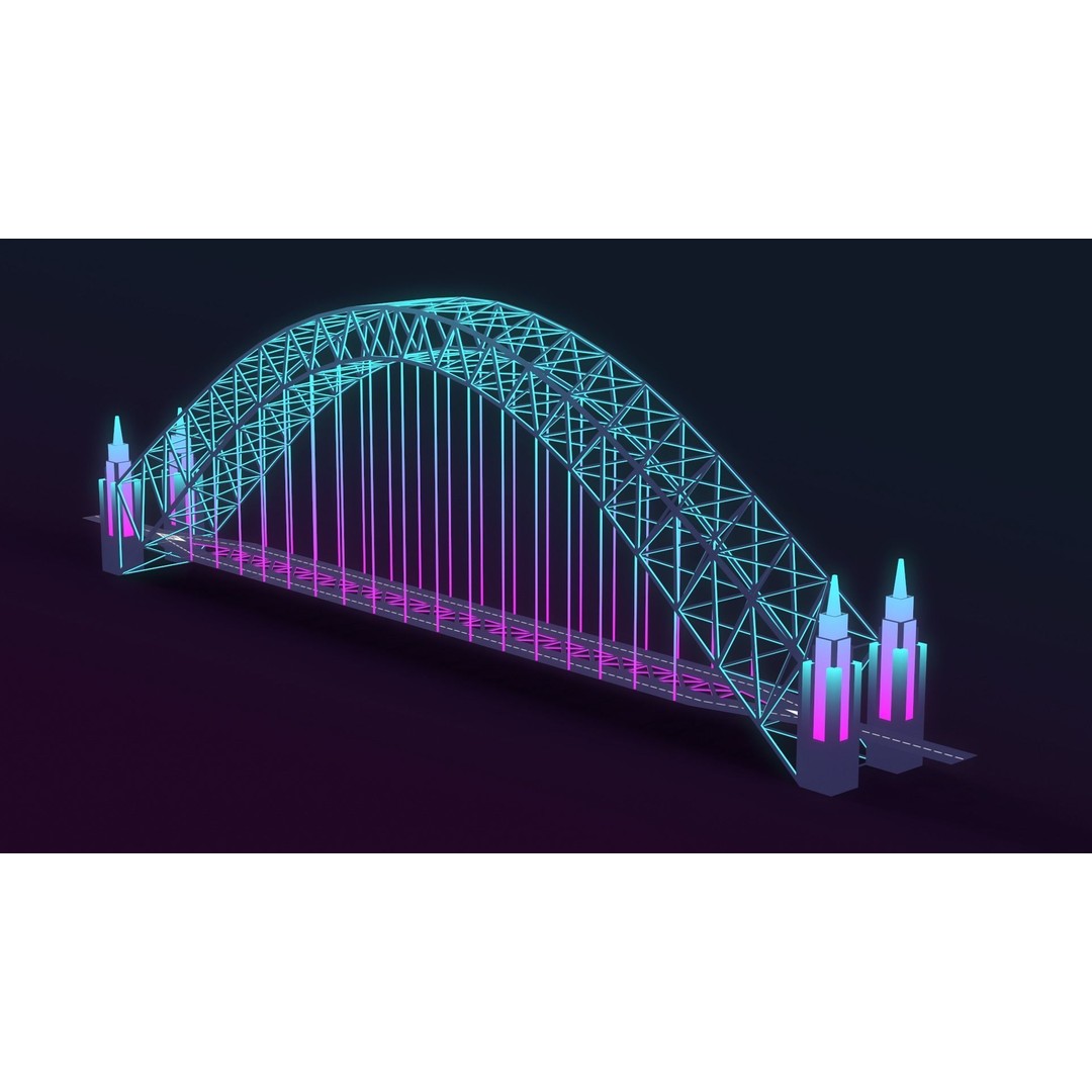 Neon Bridges 3D Model – Low Poly Architectural Asset, FBX - View 24