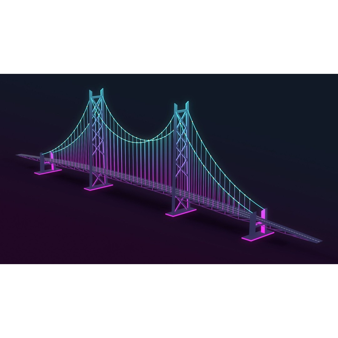 Neon Bridges 3D Model – Low Poly Architectural Asset, FBX - View 27