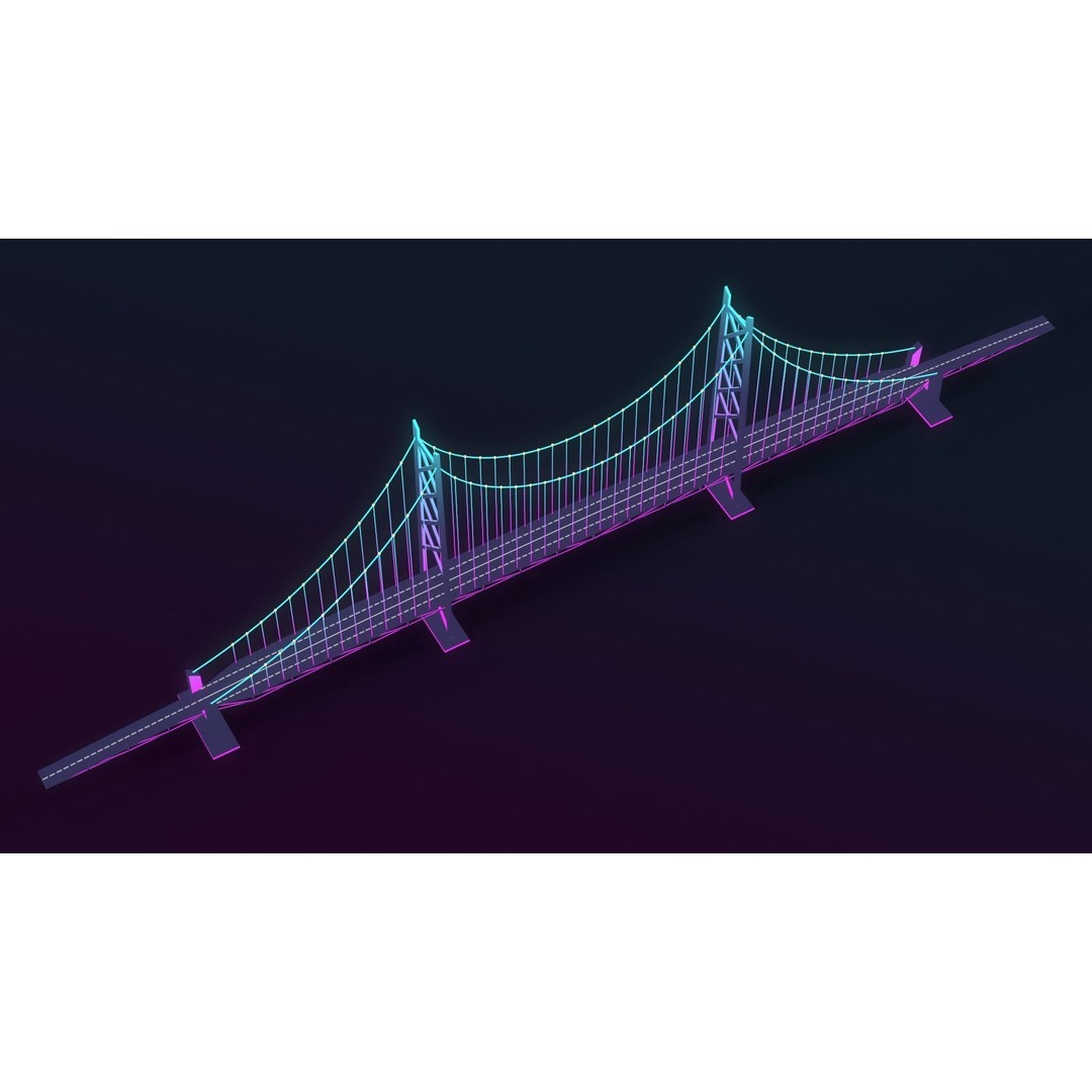 Neon Bridges 3D Model – Low Poly Architectural Asset, FBX - View 28