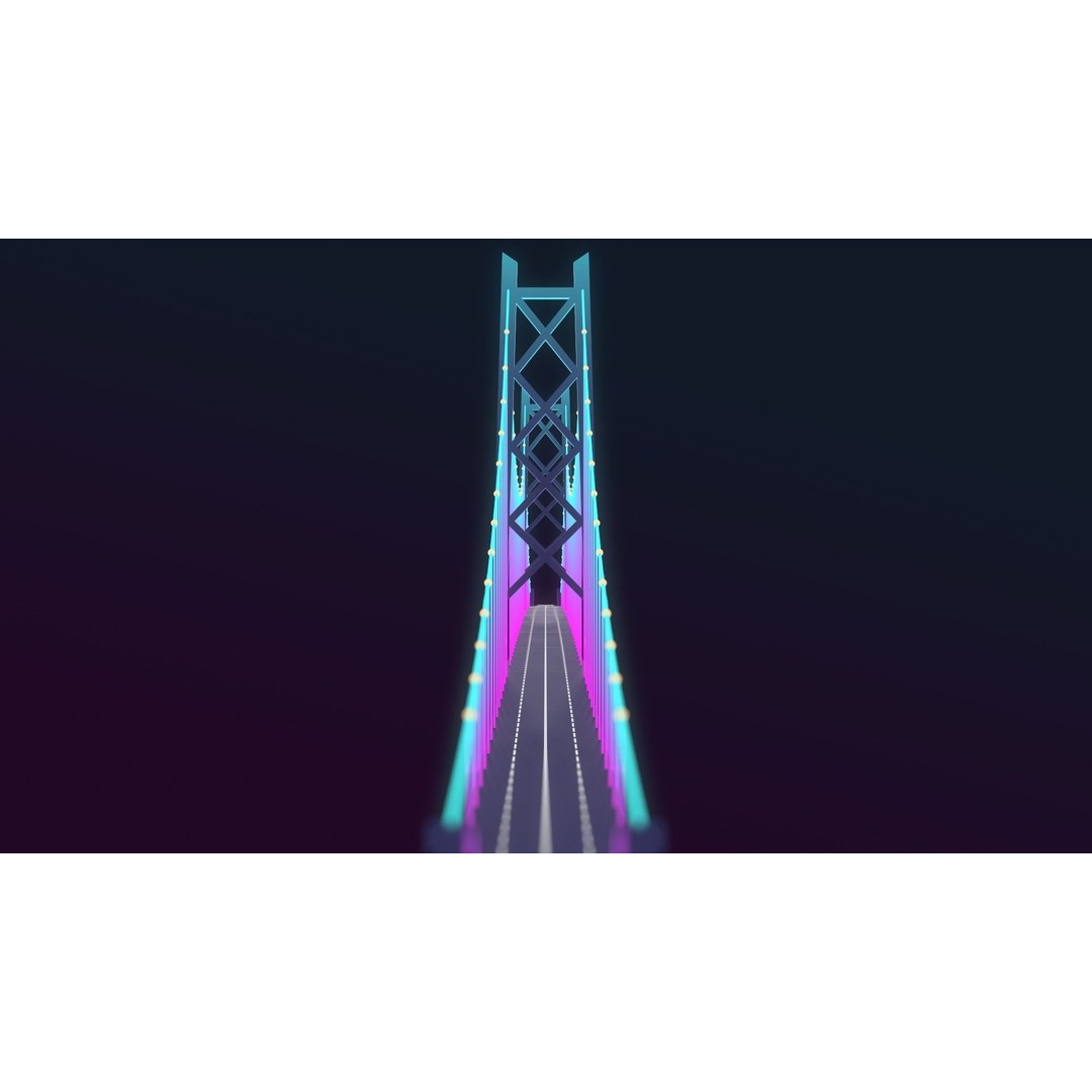 Neon Bridges 3D Model – Low Poly Architectural Asset, FBX - View 29