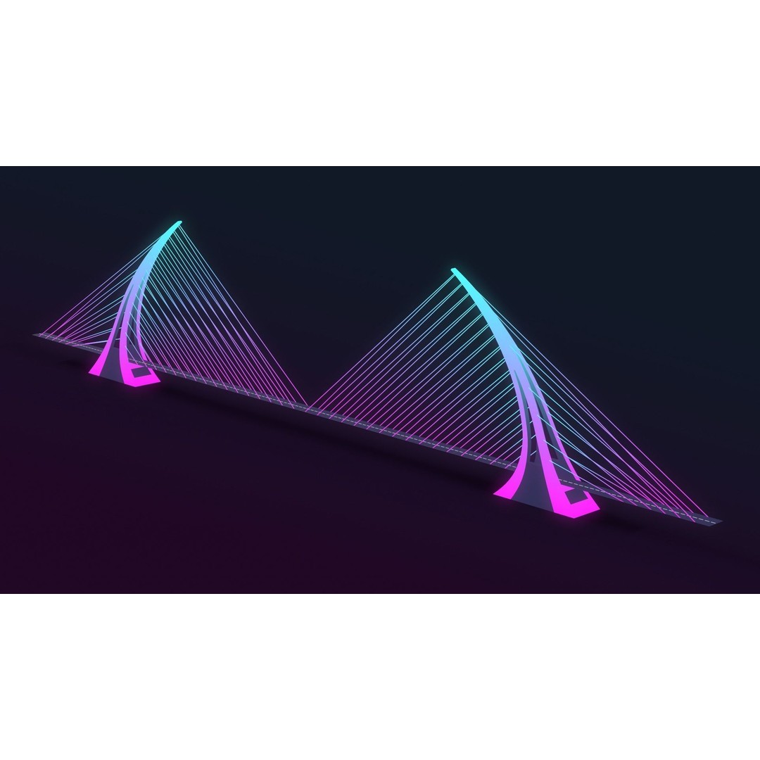 Neon Bridges 3D Model – Low Poly Architectural Asset, FBX - View 30