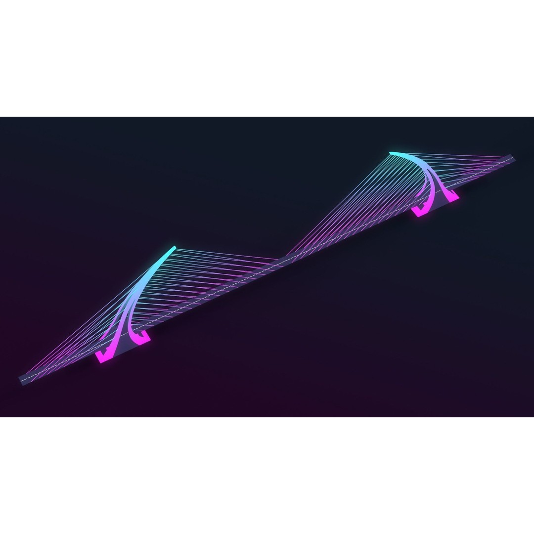 Neon Bridges 3D Model – Low Poly Architectural Asset, FBX - View 31