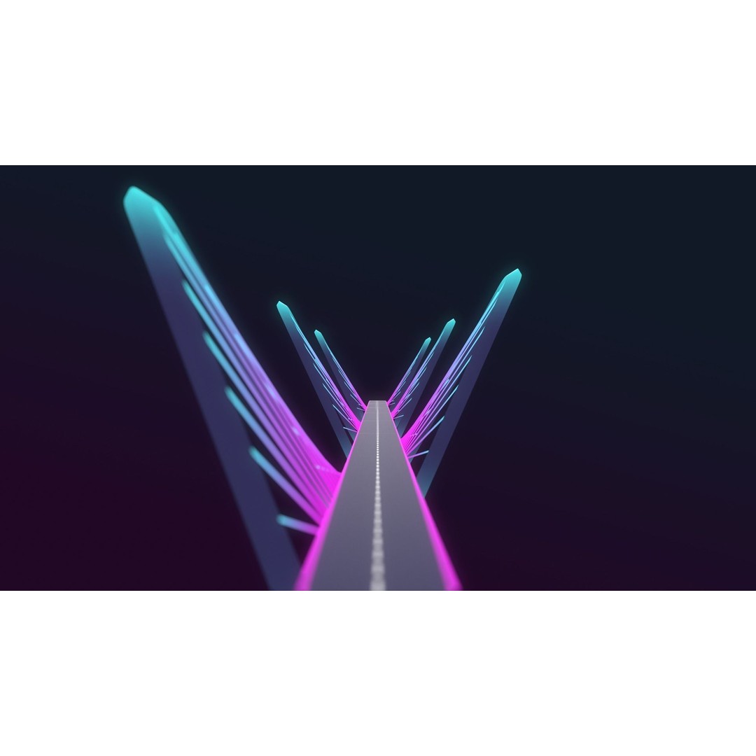 Neon Bridges 3D Model – Low Poly Architectural Asset, FBX - View 5