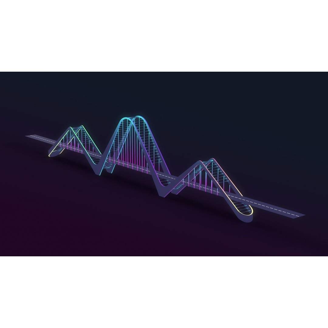 Neon Bridges 3D Model – Low Poly Architectural Asset, FBX - View 6