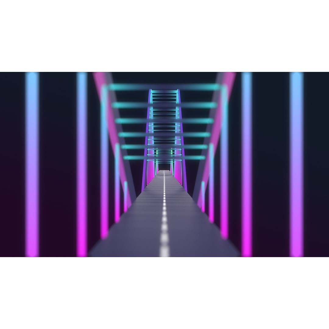 Neon Bridges 3D Model – Low Poly Architectural Asset, FBX - View 8