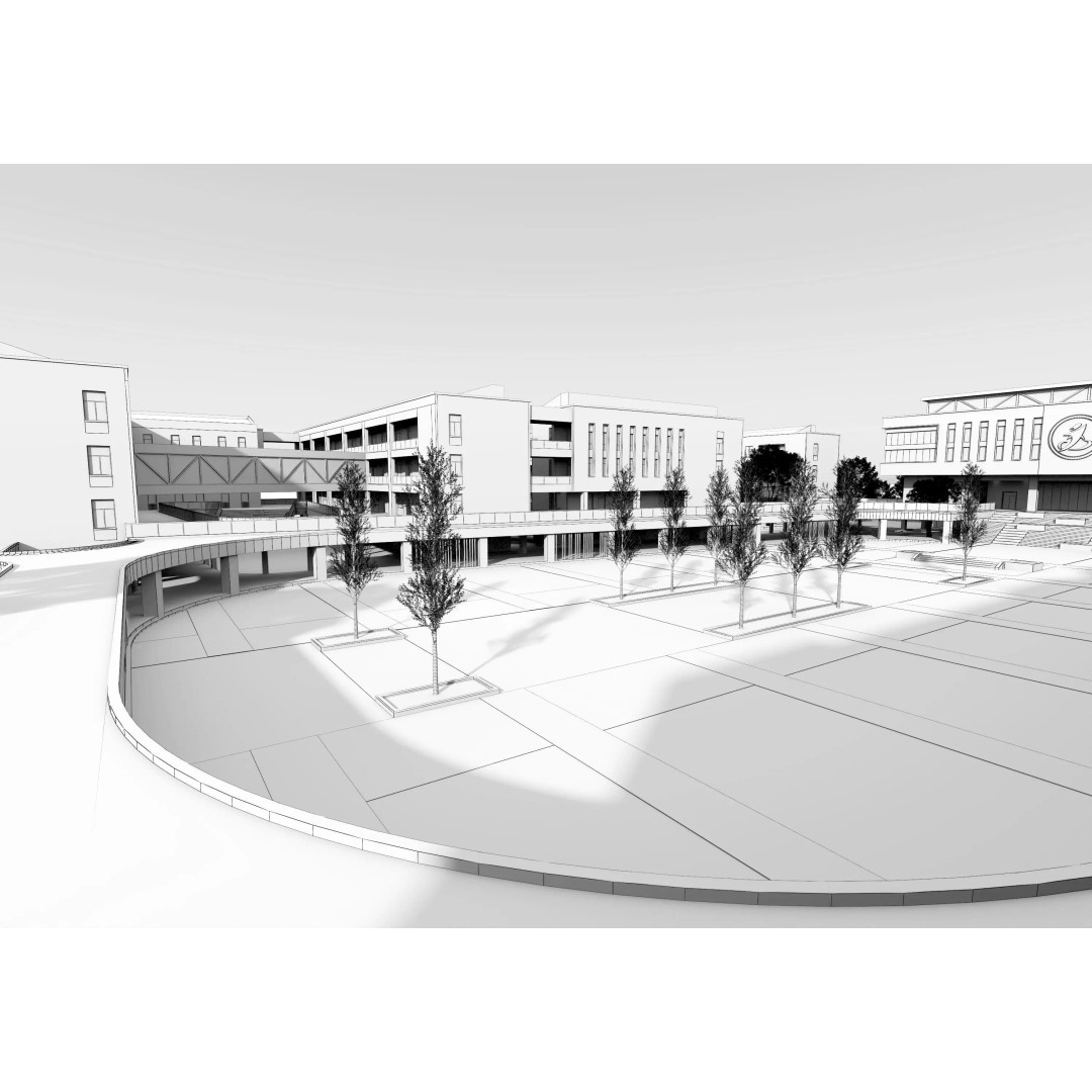 School Building 3D Model – Low Poly Exterior Asset, FBX, OBJ - View 17