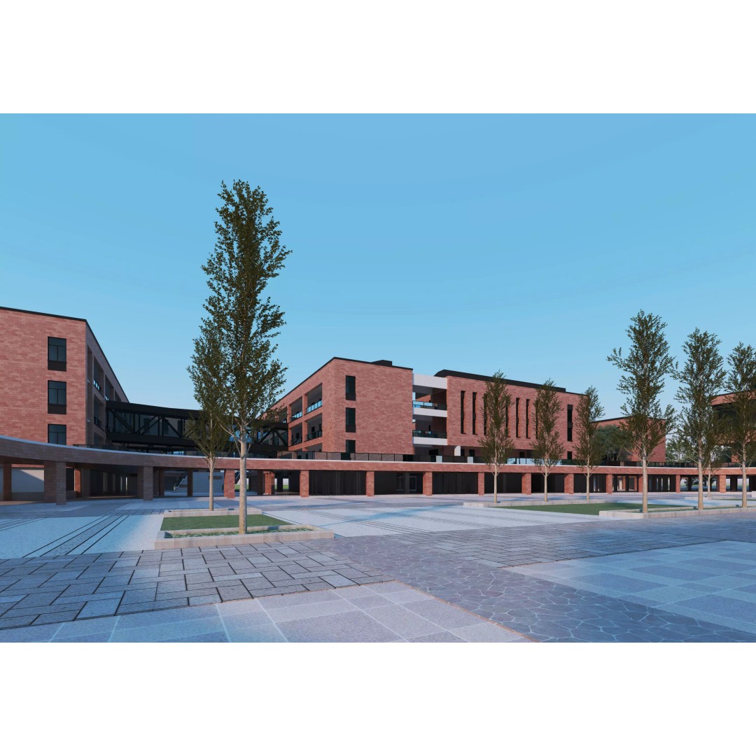 School Building 3D Model – Low Poly Exterior Asset, FBX, OBJ - View 2
