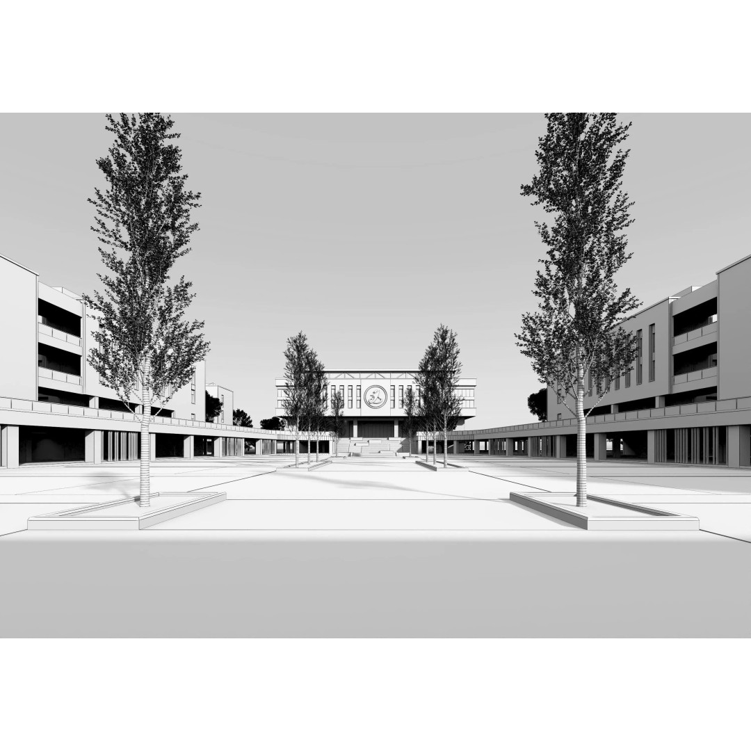 School Building 3D Model – Low Poly Exterior Asset, FBX, OBJ - View 27